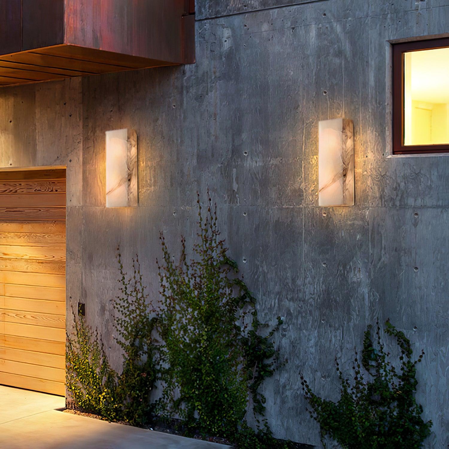 Eirivise Minimalist Alabaster Outdoor Wall Light