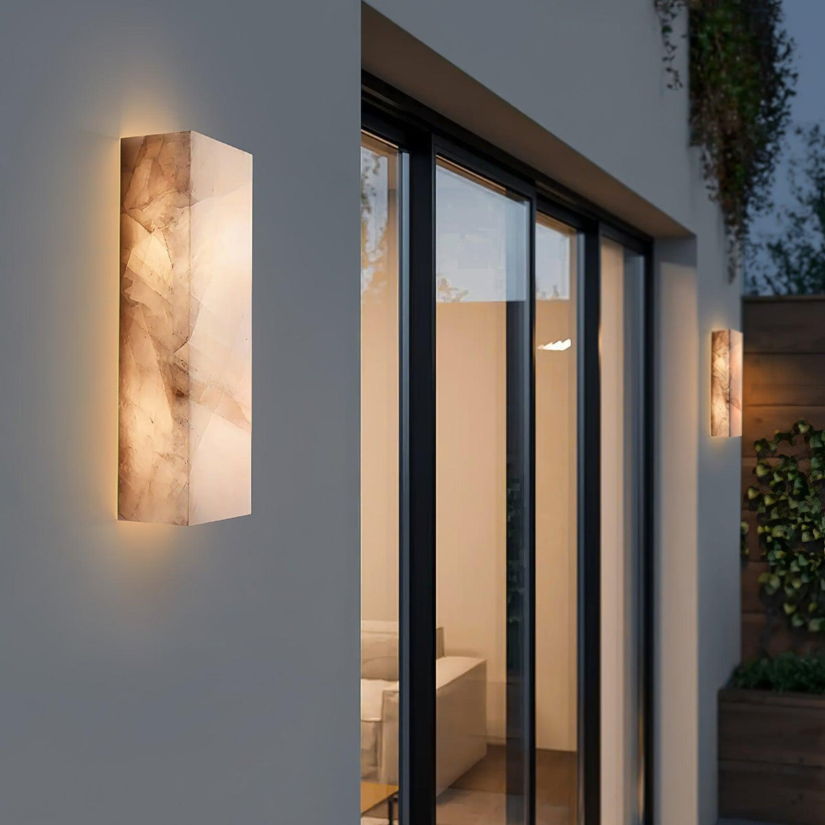 Eirivise Minimalist Alabaster Outdoor Wall Light
