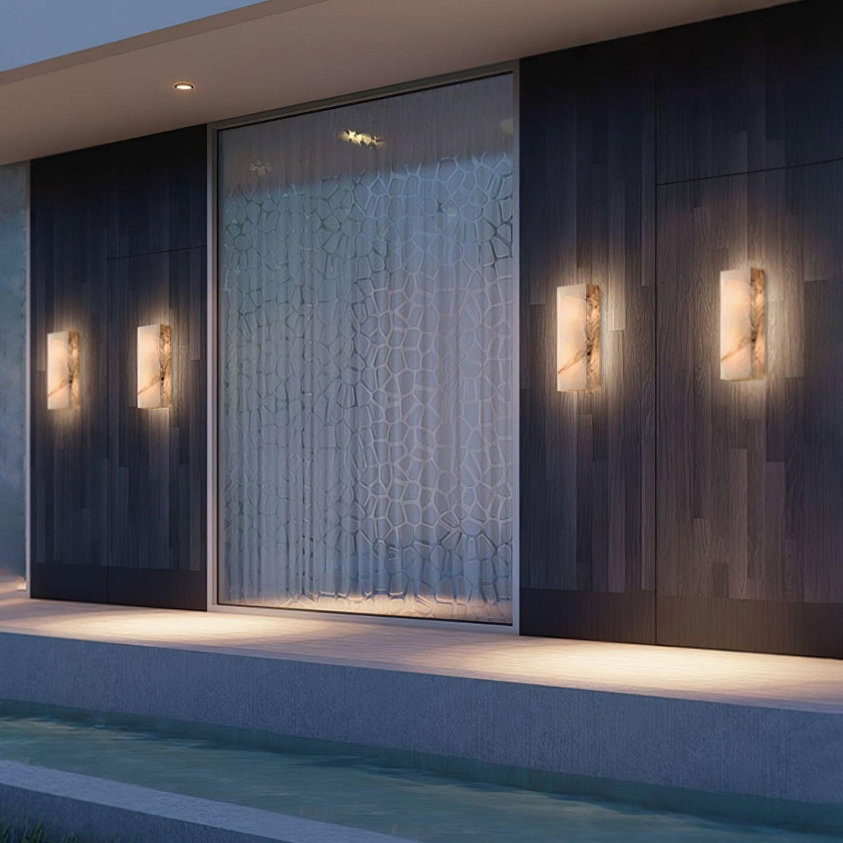 Eirivise Minimalist Alabaster Outdoor Wall Light