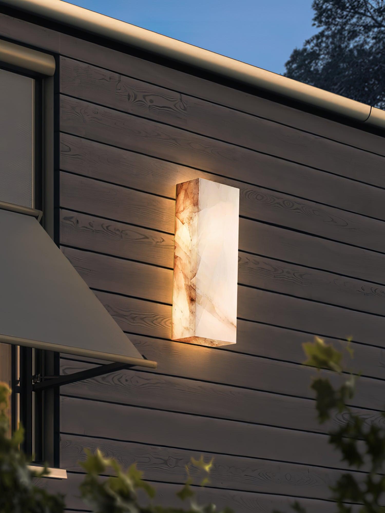 Eirivise Minimalist Alabaster Outdoor Wall Light