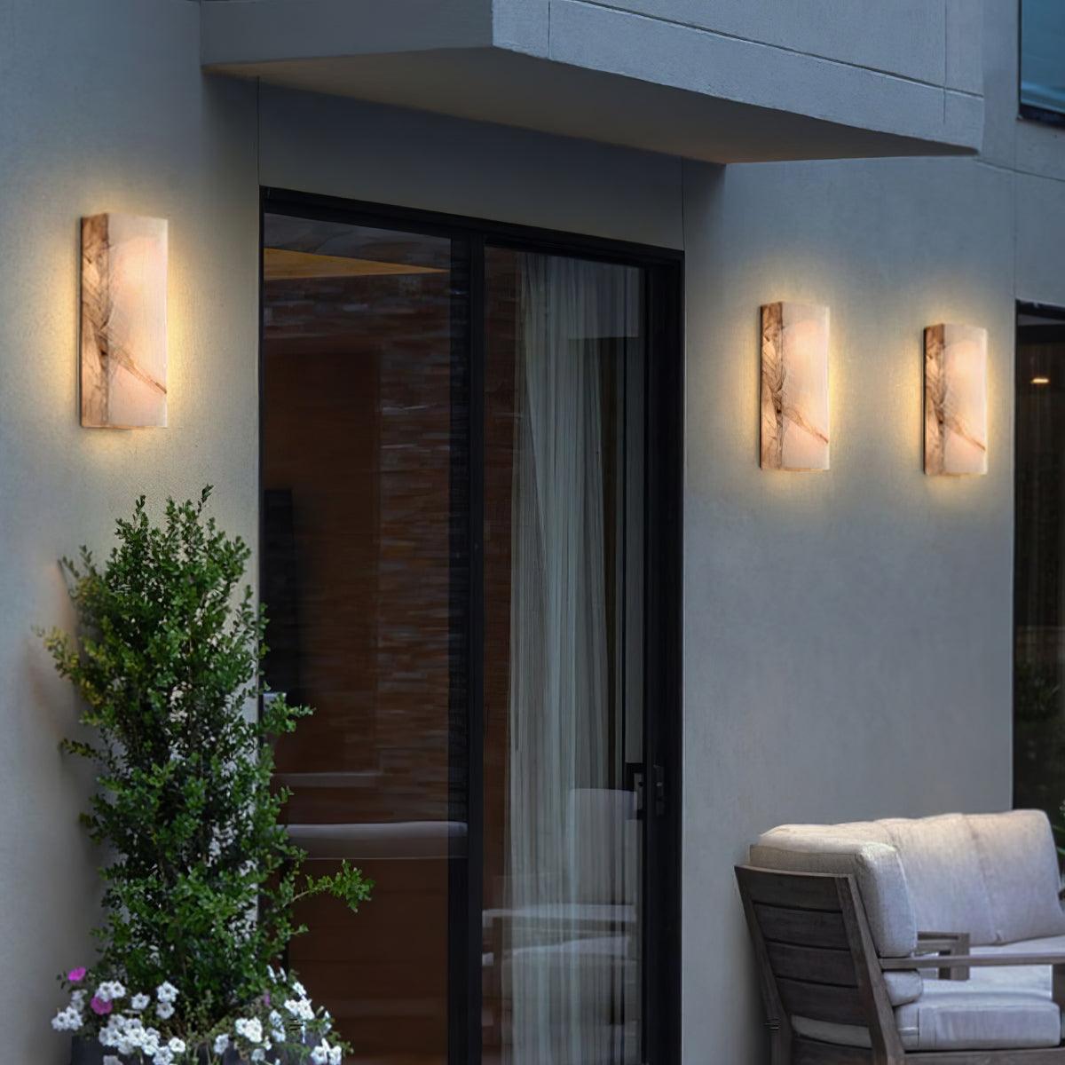 Eirivise Minimalist Alabaster Outdoor Wall Light