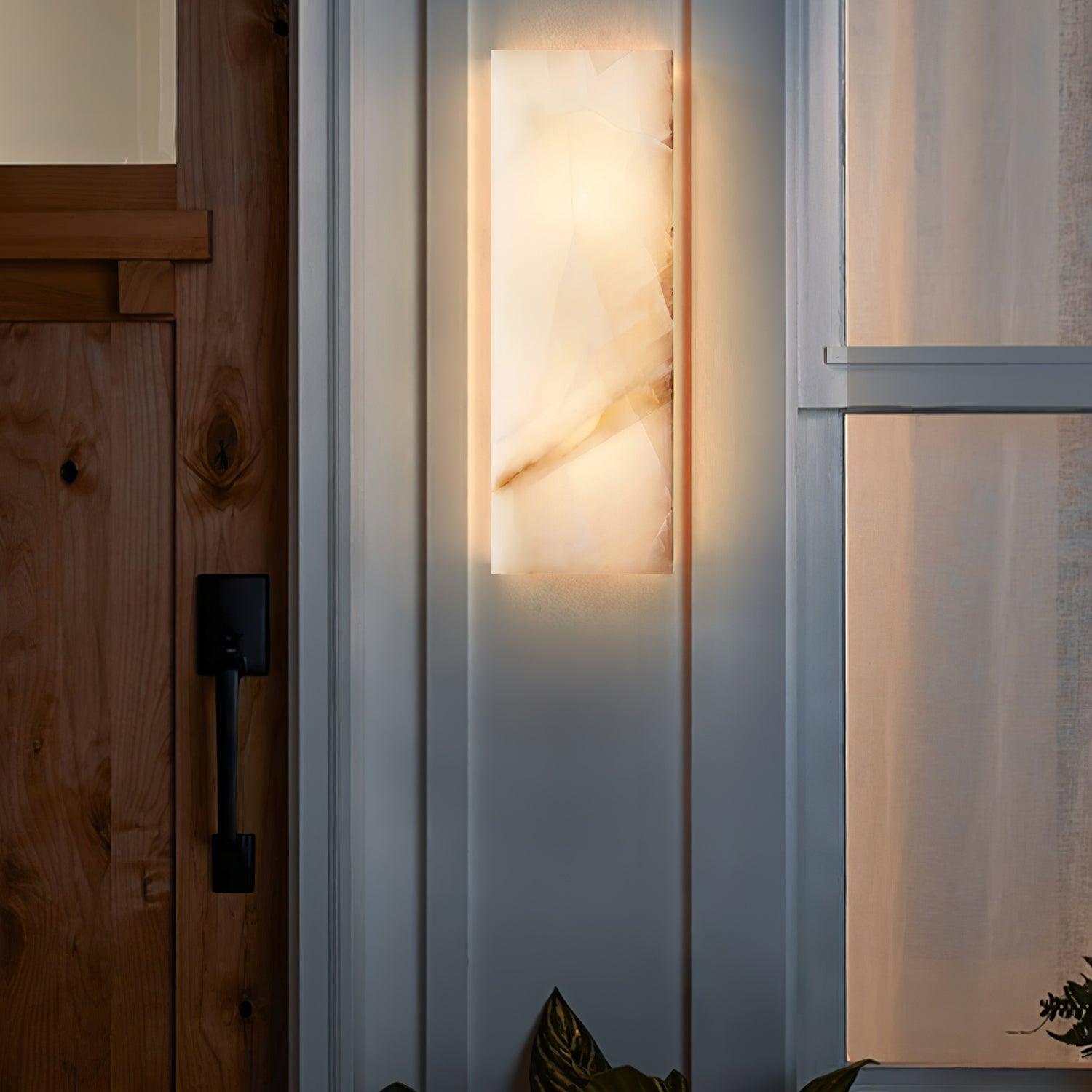 Eirivise Minimalist Alabaster Outdoor Wall Light