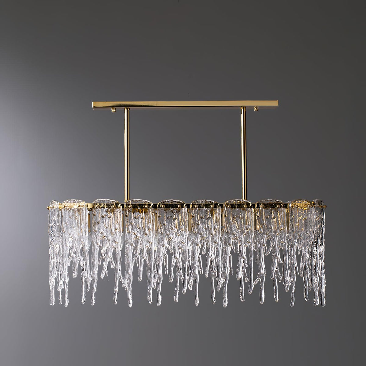 Cathaa Postmodern Luxury Rectangular Icicle Glass Crystal Chandelier