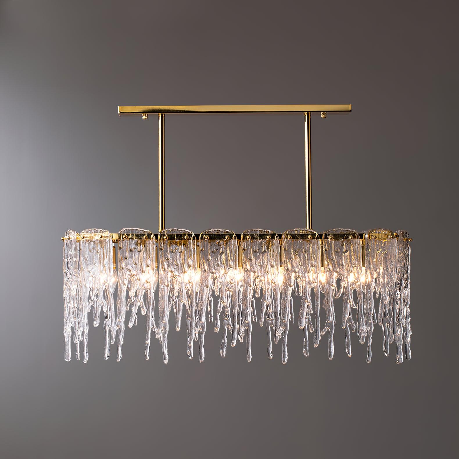 Cathaa Postmodern Luxury Rectangular Icicle Glass Crystal Chandelier