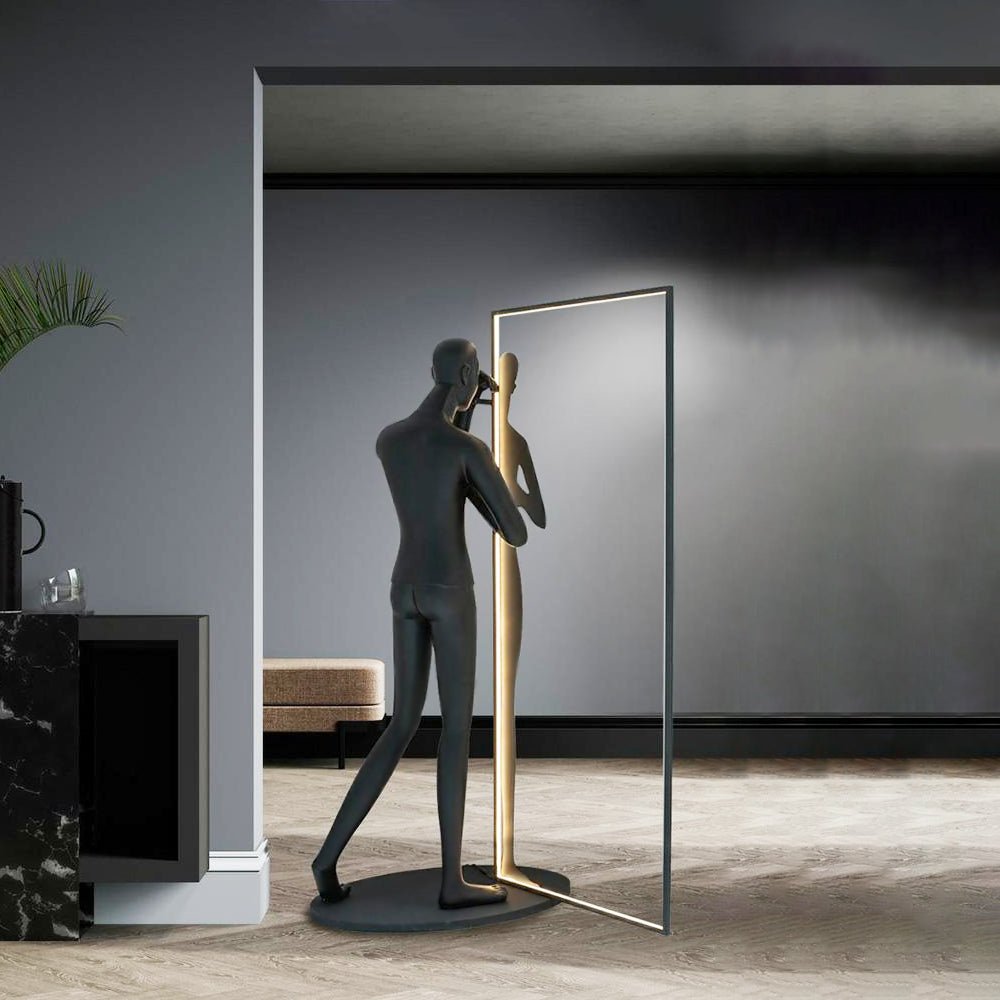 Onoryra Sculptural Black Mirror Floor Lamp