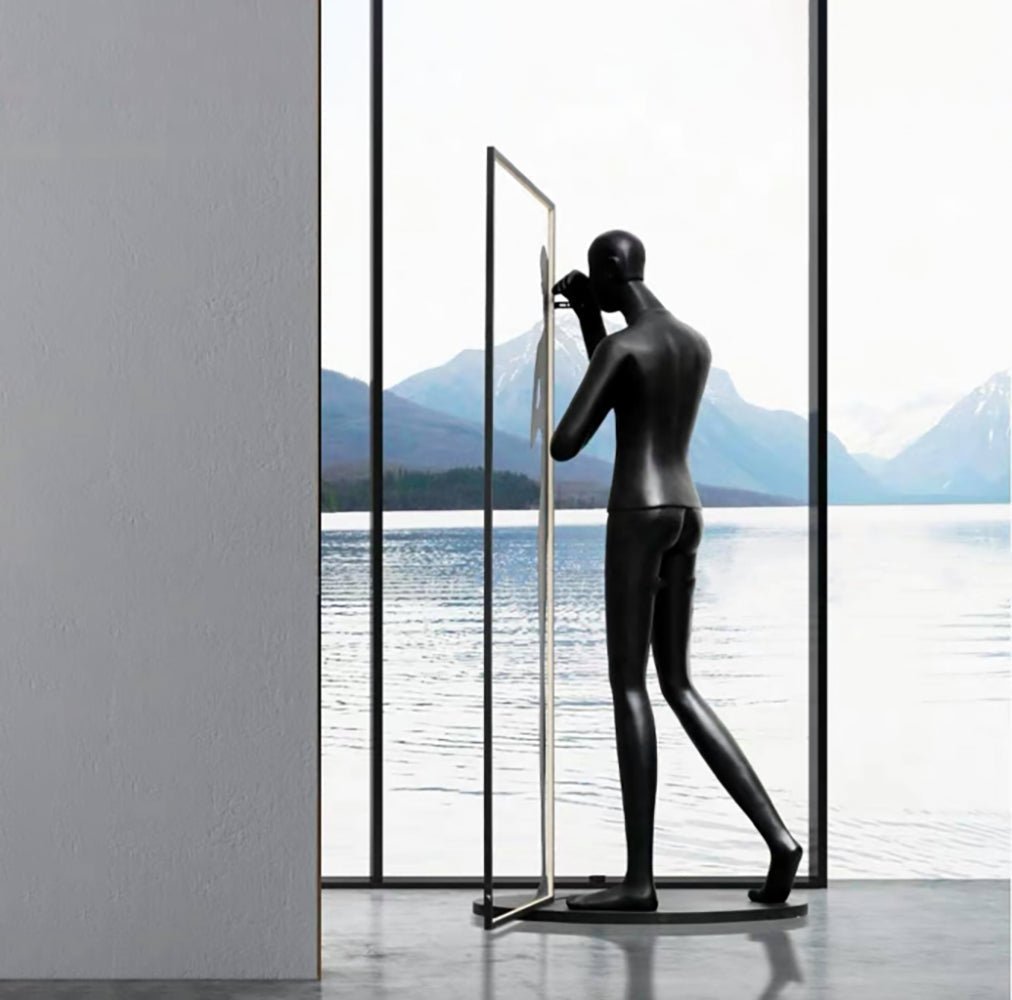 Onoryra Sculptural Black Mirror Floor Lamp