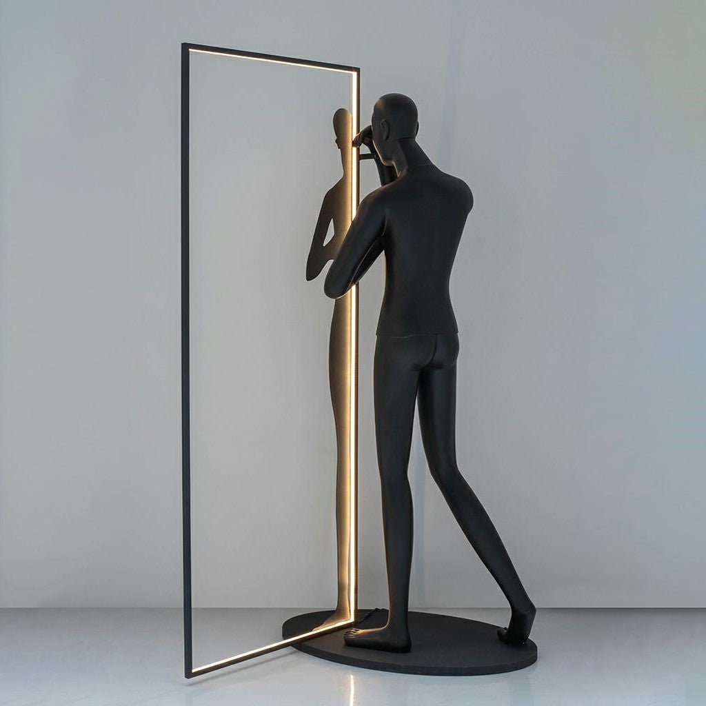 Onoryra Sculptural Black Mirror Floor Lamp