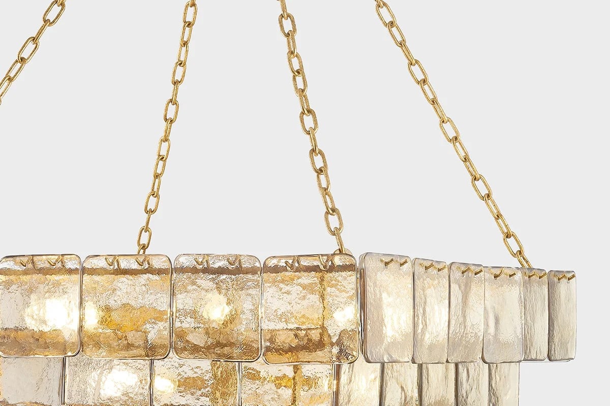 Eiriniel Chandelier Chain Champagne Piastre Glass Tiered