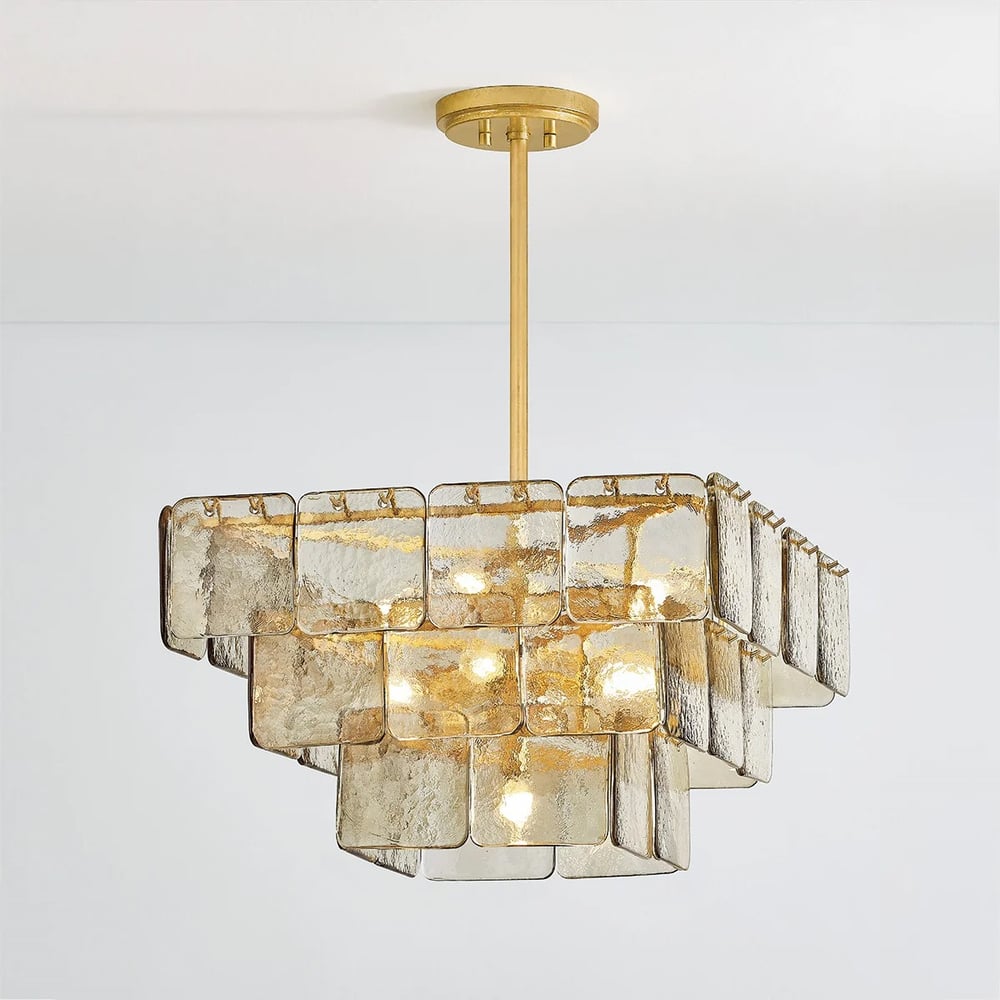 Celaniel Chandelier Champagne Piastre Glass Modern