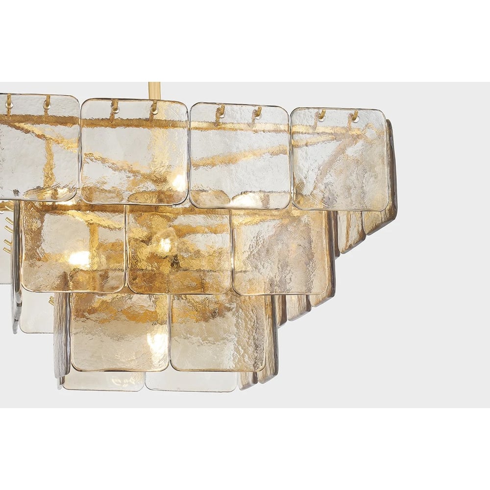 Celaniel Chandelier Champagne Piastre Glass Modern