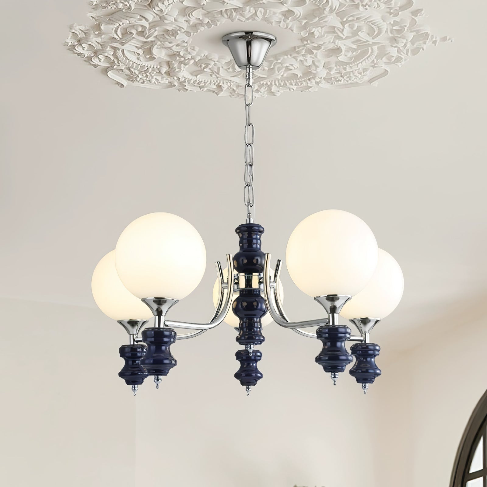 Miraena Chandelier Regal Orb Frosted