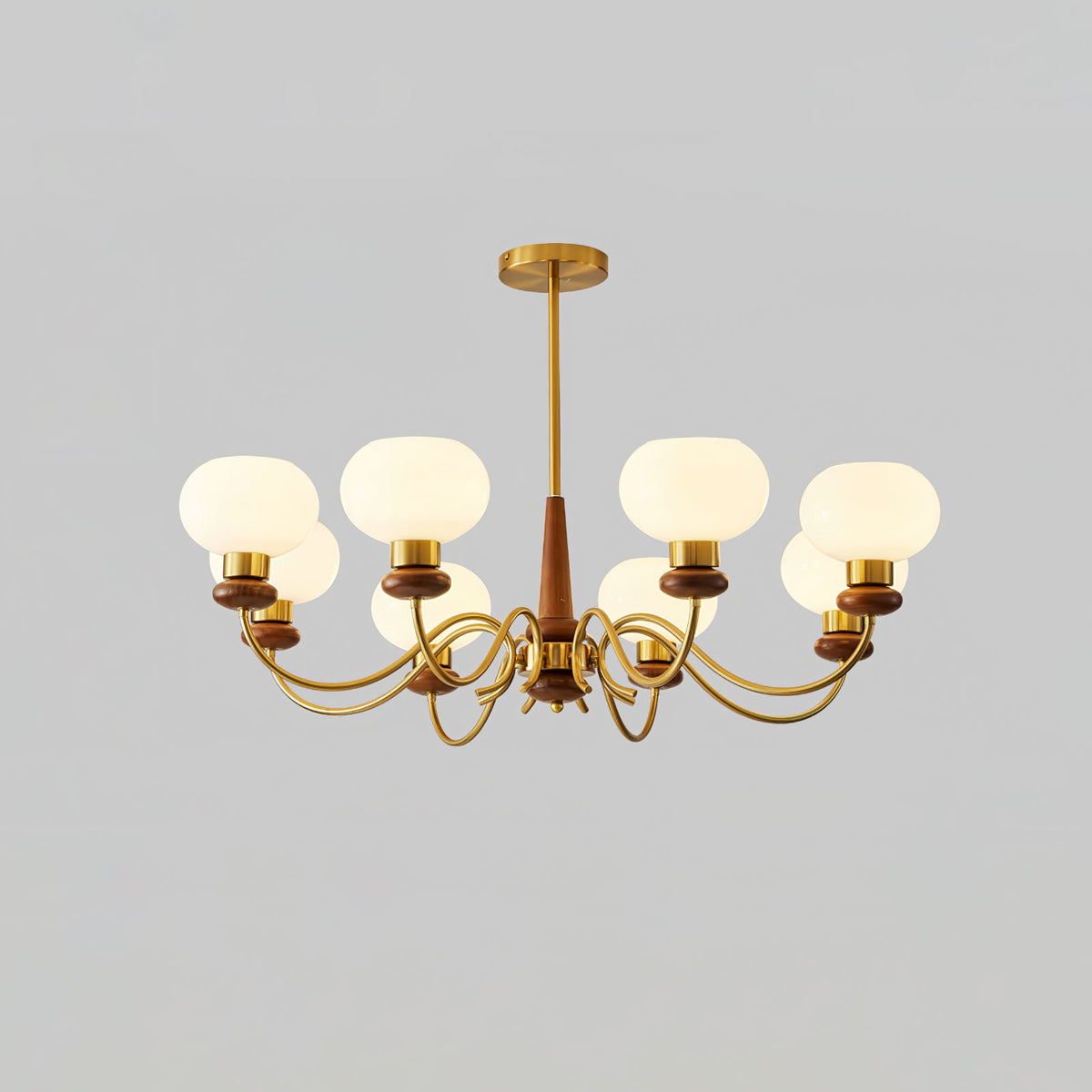 Riniena Chandelier Brass Wood Globe Classic