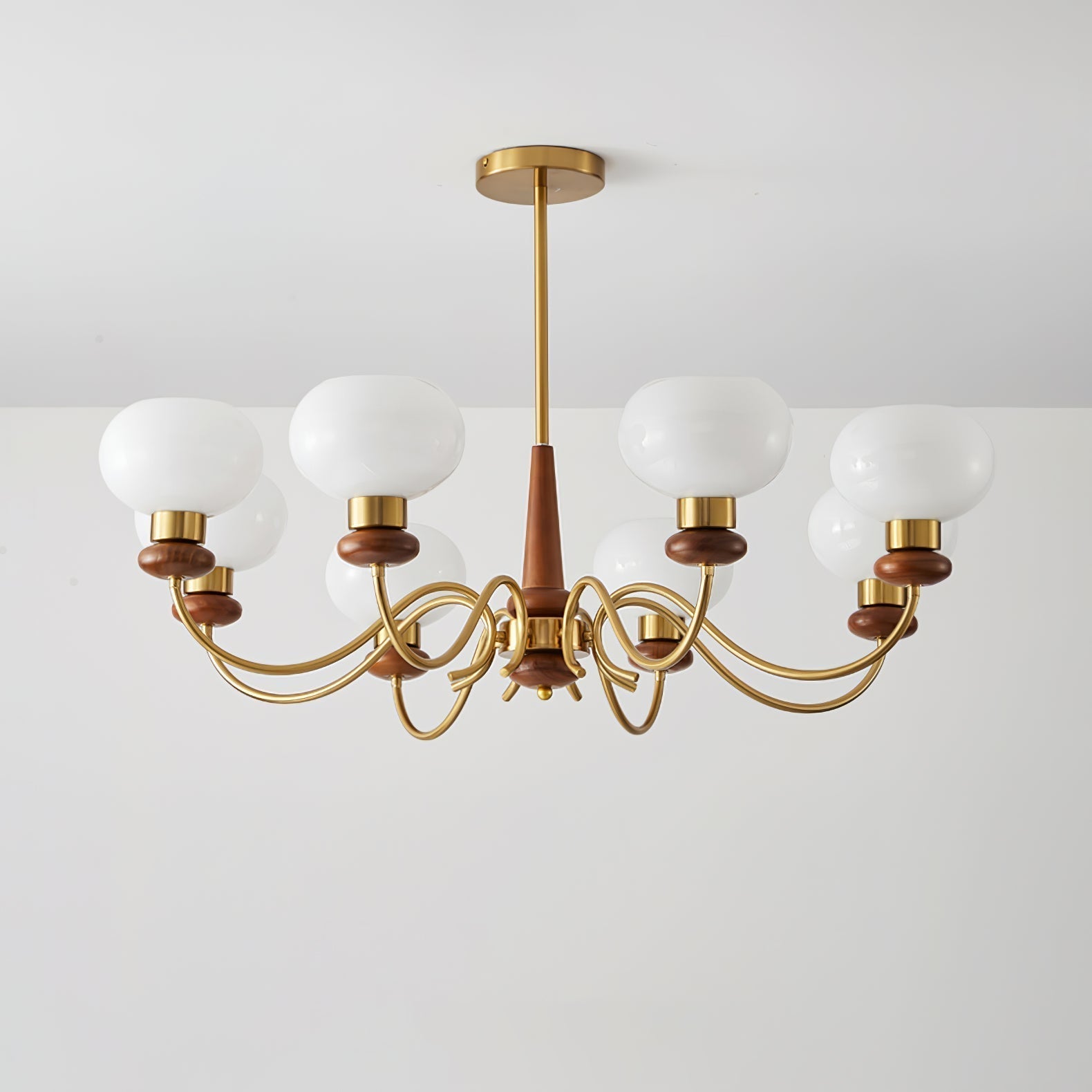 Riniena Chandelier Brass Wood Globe Classic