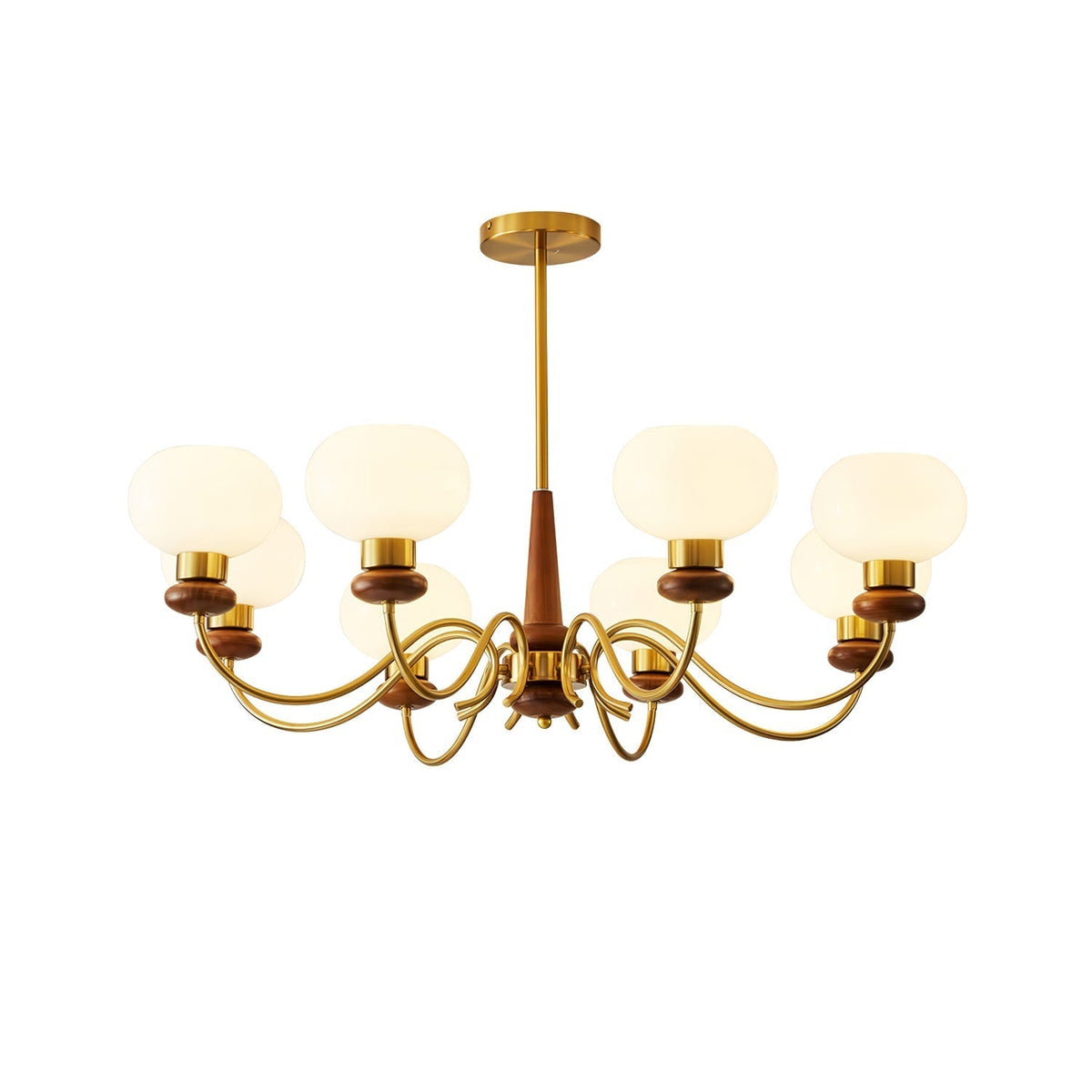 Riniena Chandelier Brass Wood Globe Classic