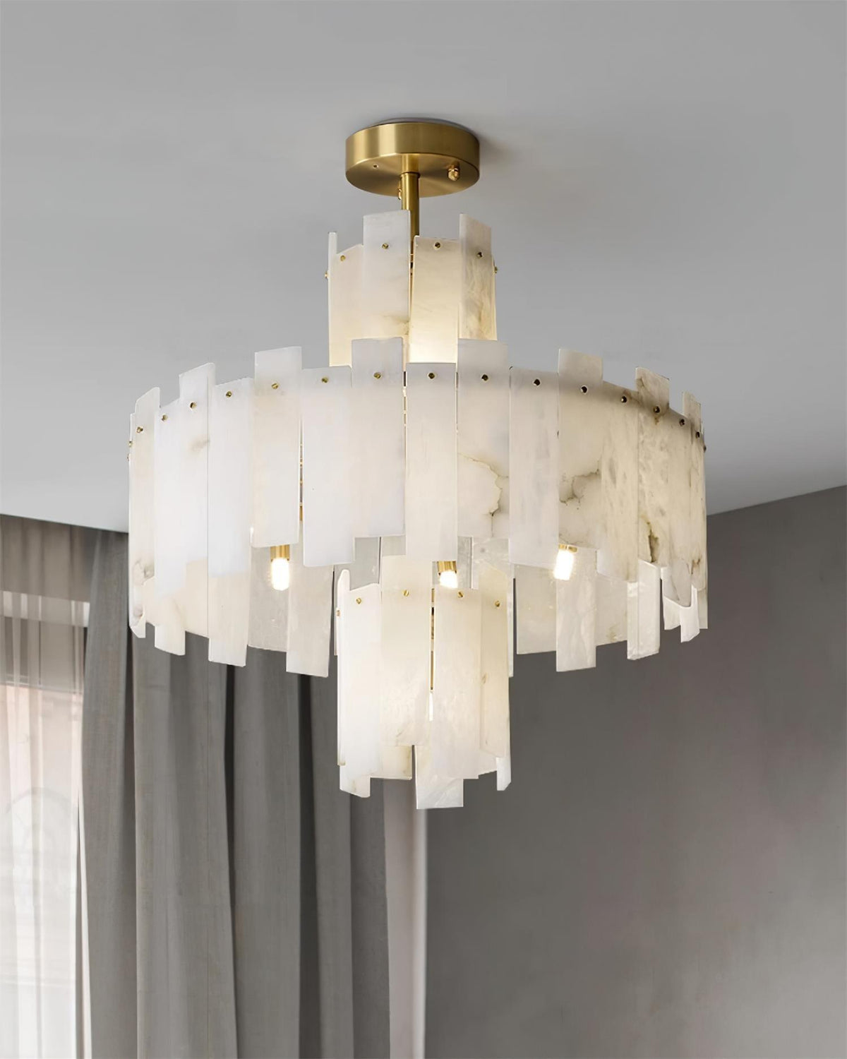 Soraya Art Deco Alabaster Chandelier Light