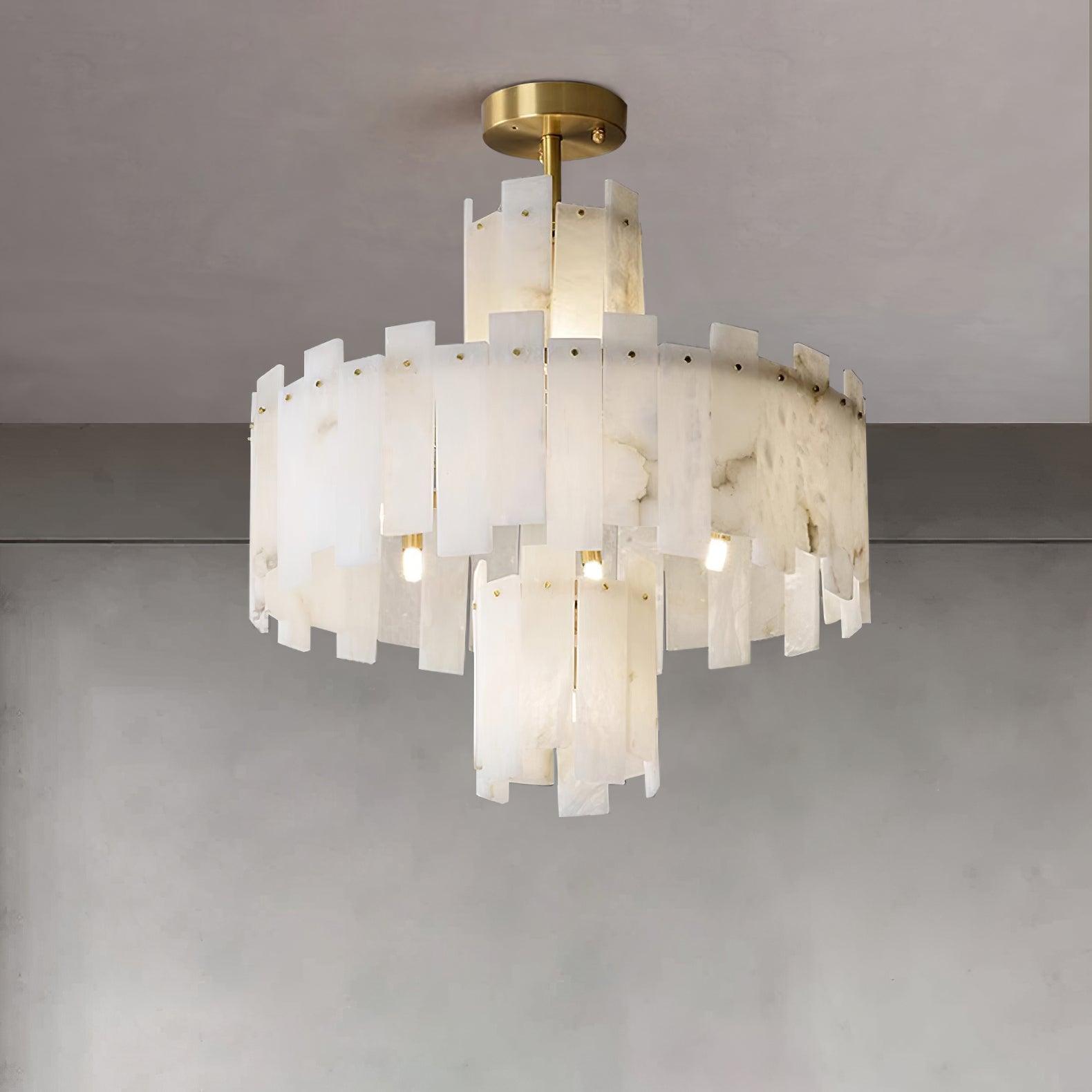 Soraya Art Deco Alabaster Chandelier Light