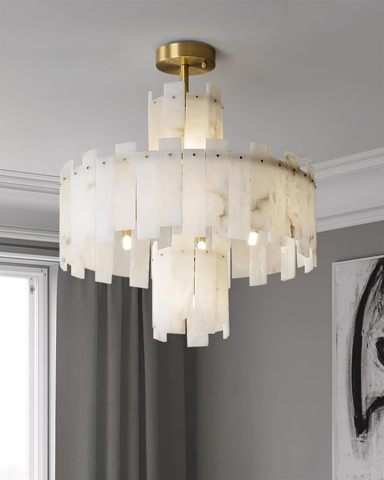 Soraya Art Deco Alabaster Chandelier Light