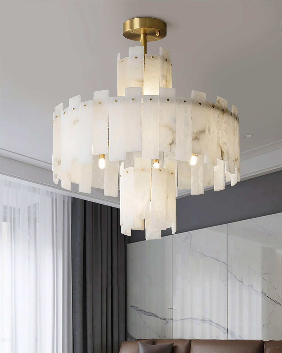 Soraya Art Deco Alabaster Chandelier Light