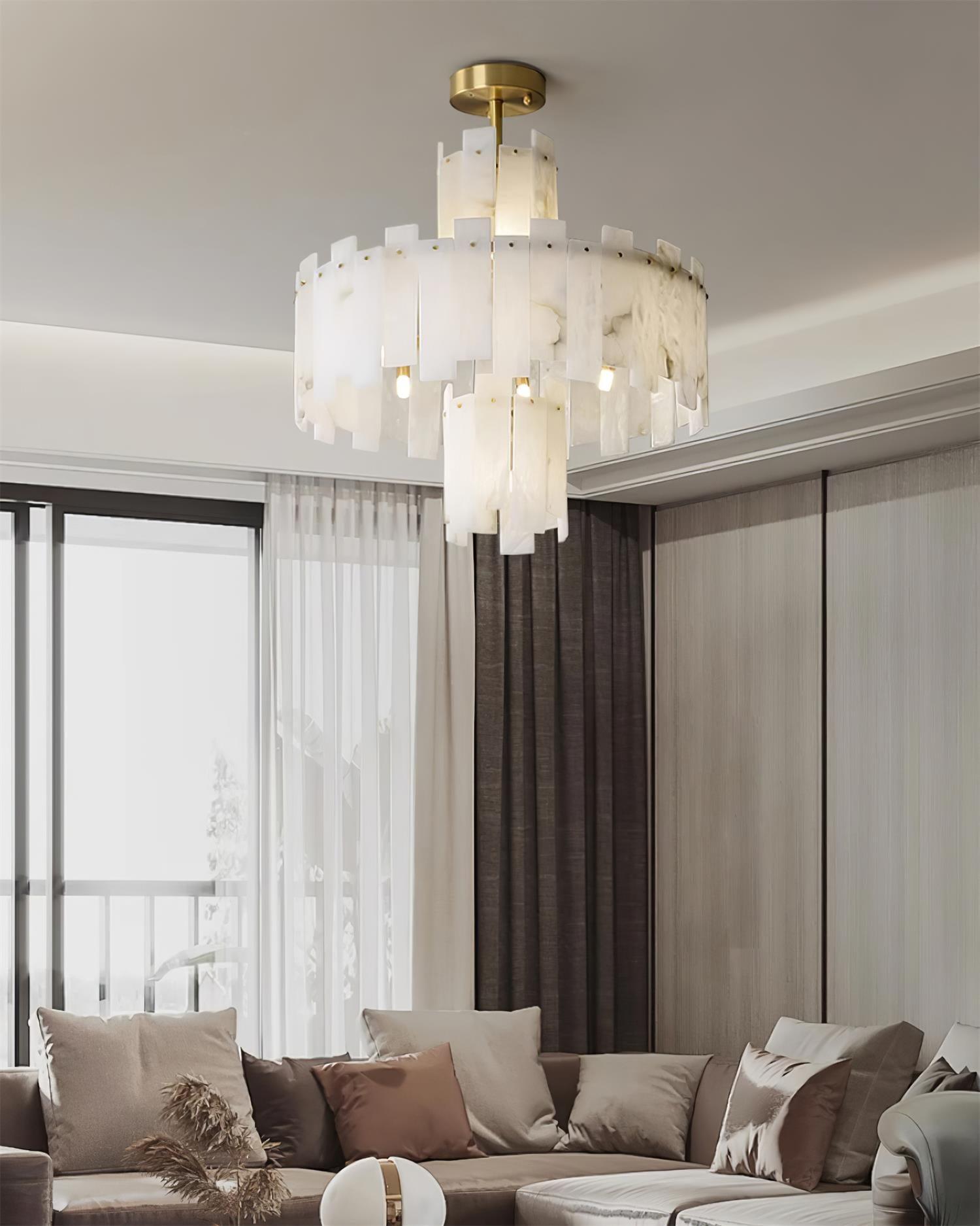 Soraya Art Deco Alabaster Chandelier Light