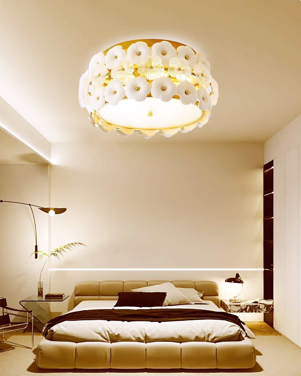 Regina Art Flowers Glass Ceramics Ceiling Lamp