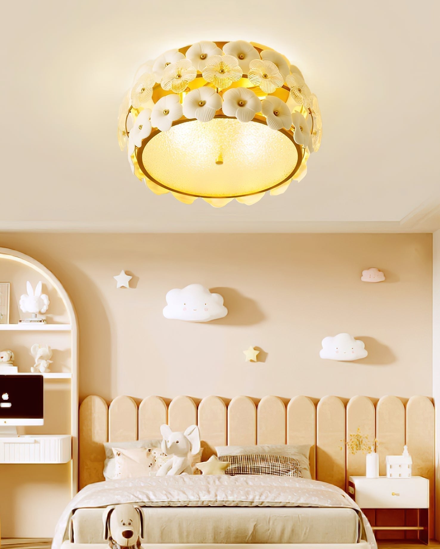 Regina Art Flowers Glass Ceramics Ceiling Lamp