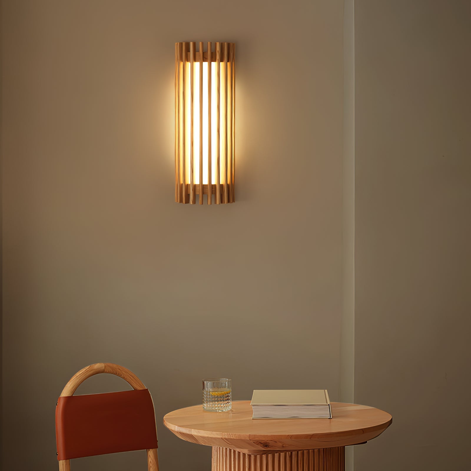Veyno Wooden Slatted Wall Lamp - Neutral Decor