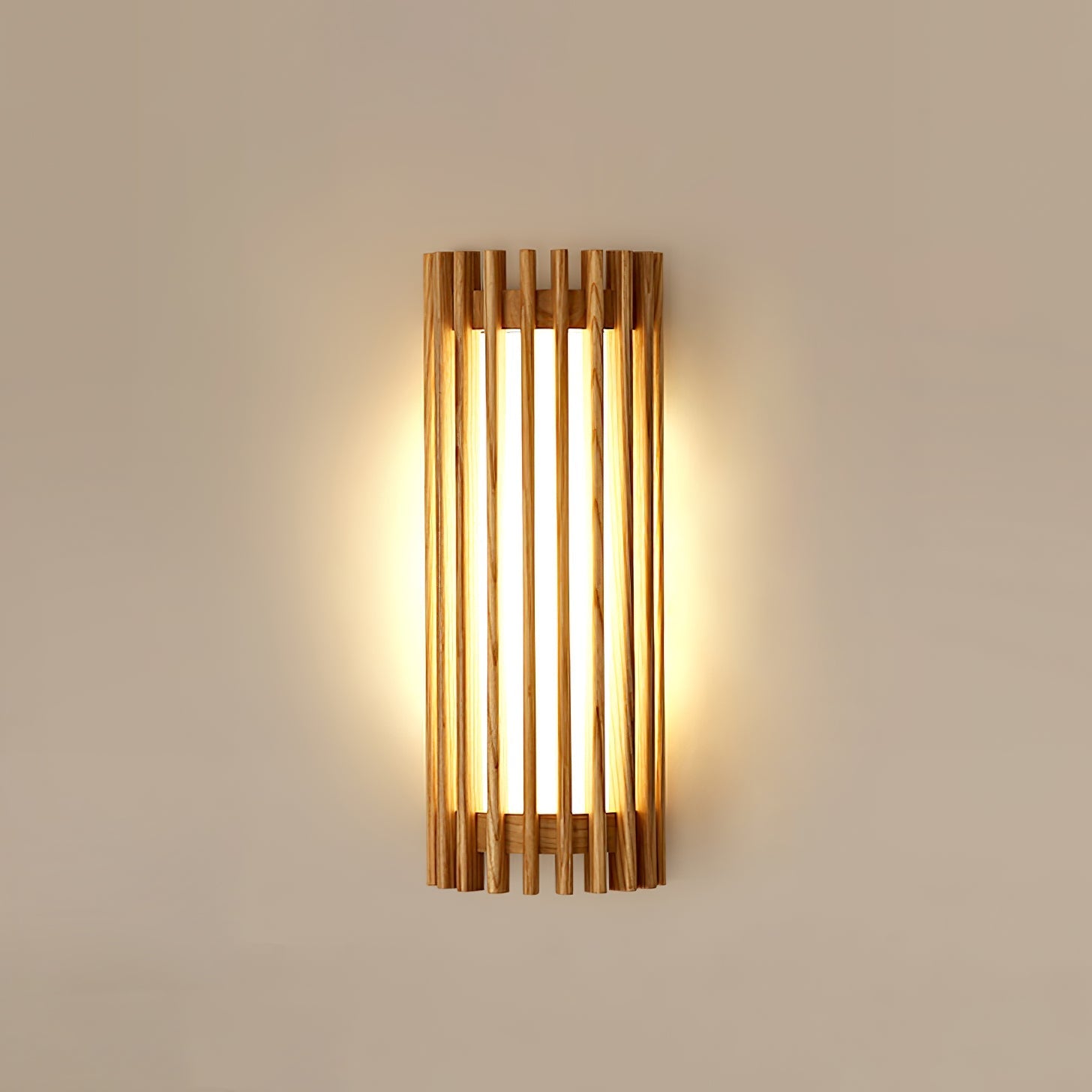 Veyno Wooden Slatted Wall Lamp - Neutral Decor