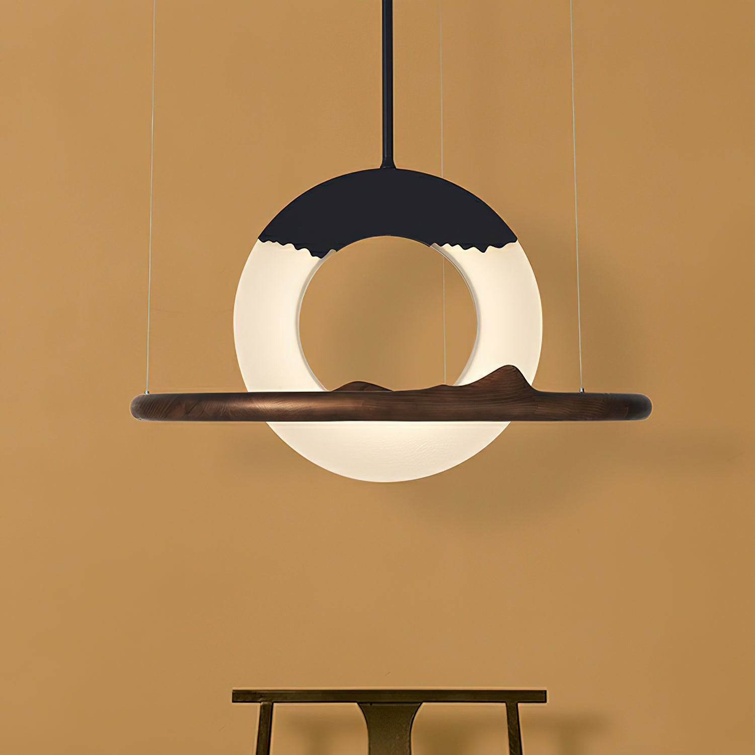 Mytalan Circular Acrylic Wood Pendant Light