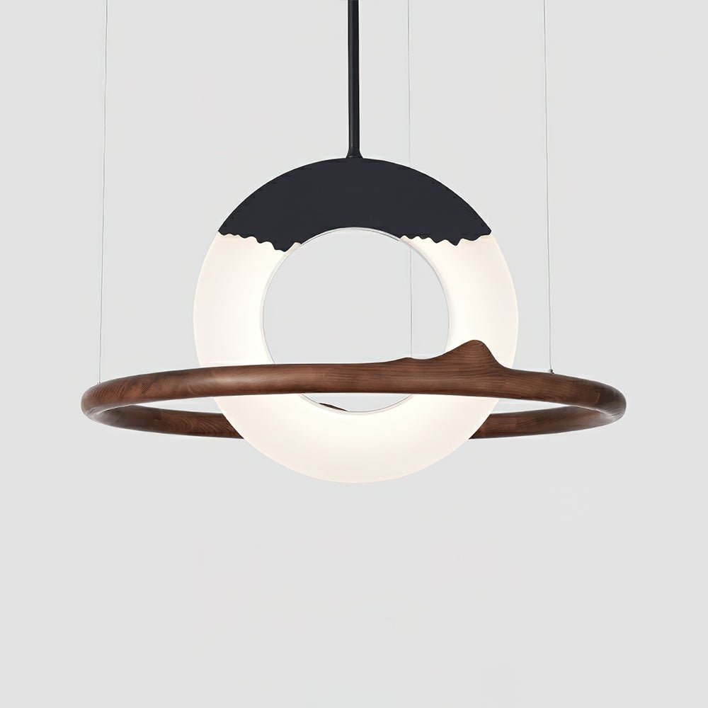 Mytalan Circular Acrylic Wood Pendant Light