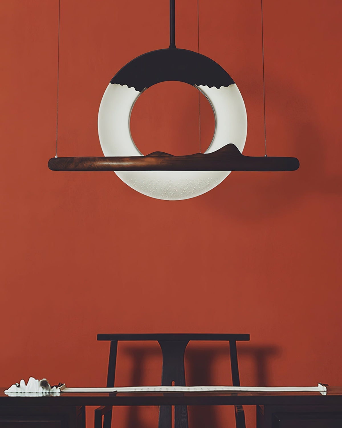 Mytalan Circular Acrylic Wood Pendant Light