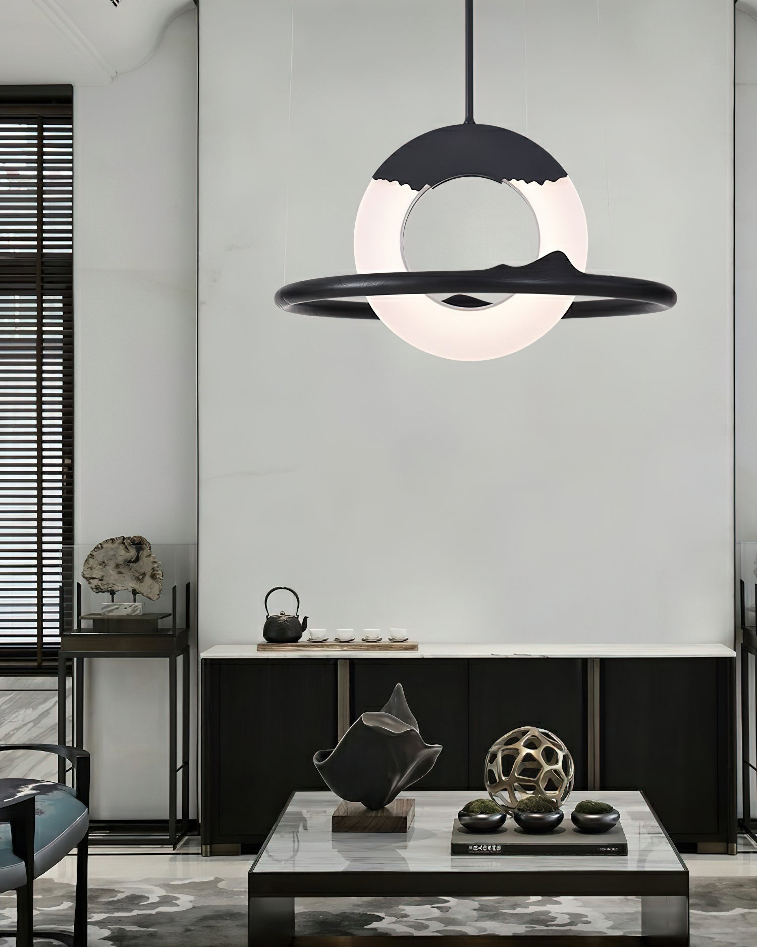 Mytalan Circular Acrylic Wood Pendant Light