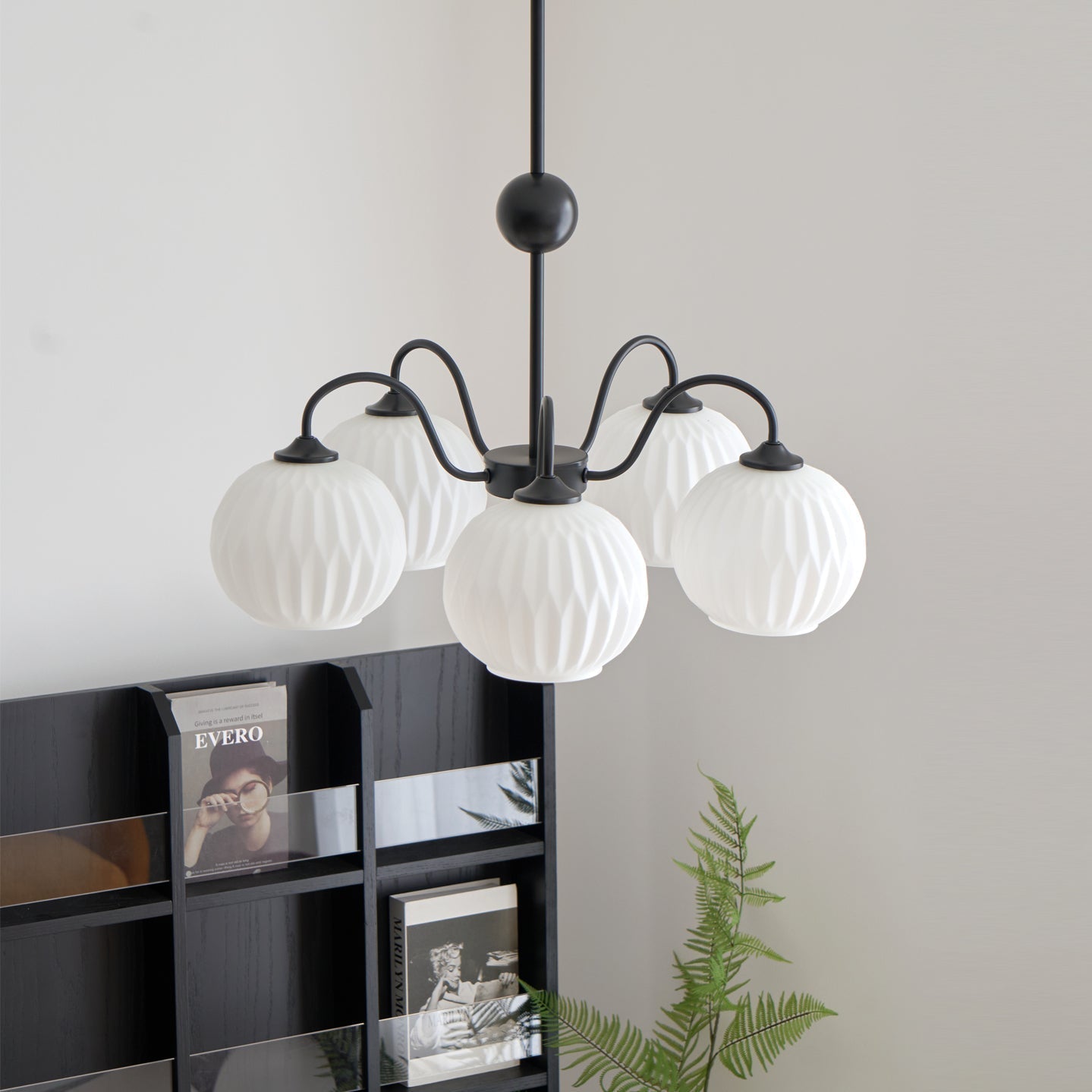 Velaaria Chandelier Green Ribbed Glass Modern 8-Light