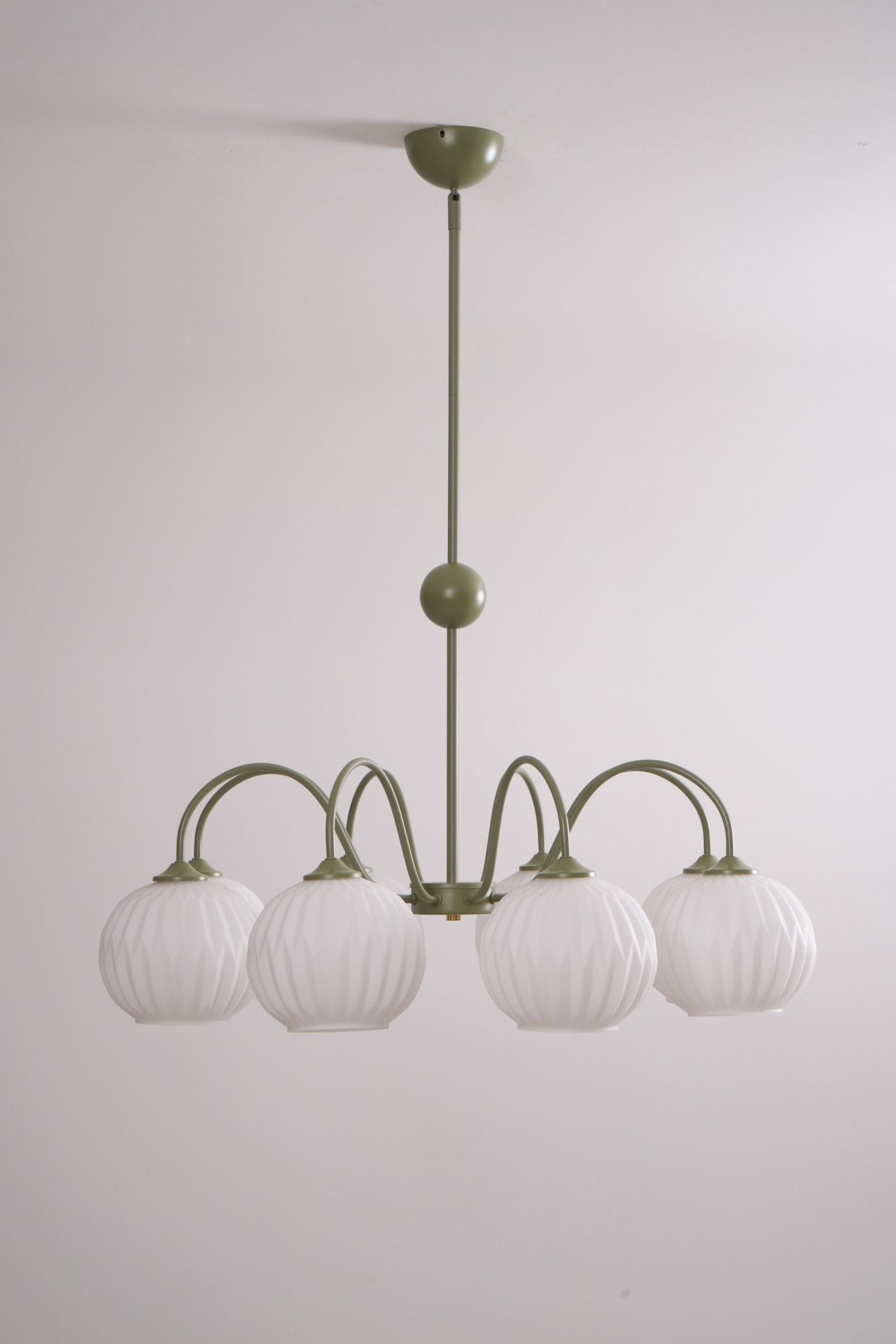 Velaaria Chandelier Green Ribbed Glass Modern 8-Light