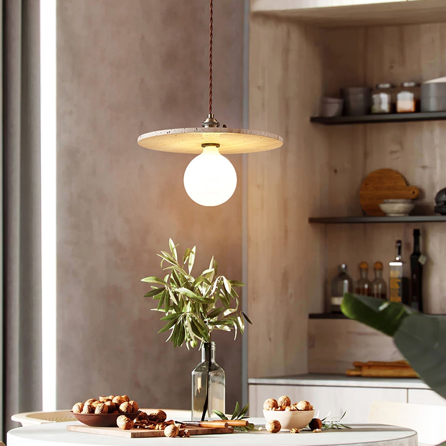 Tavaora Minimalist Travertine Pendant Light
