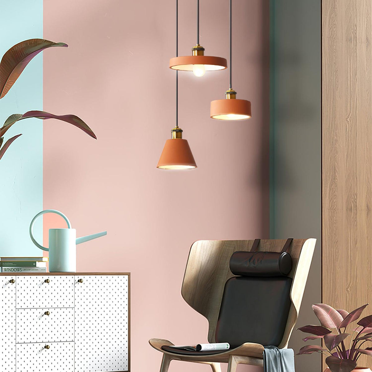 Trio Industrial Resin Pendant Lamp