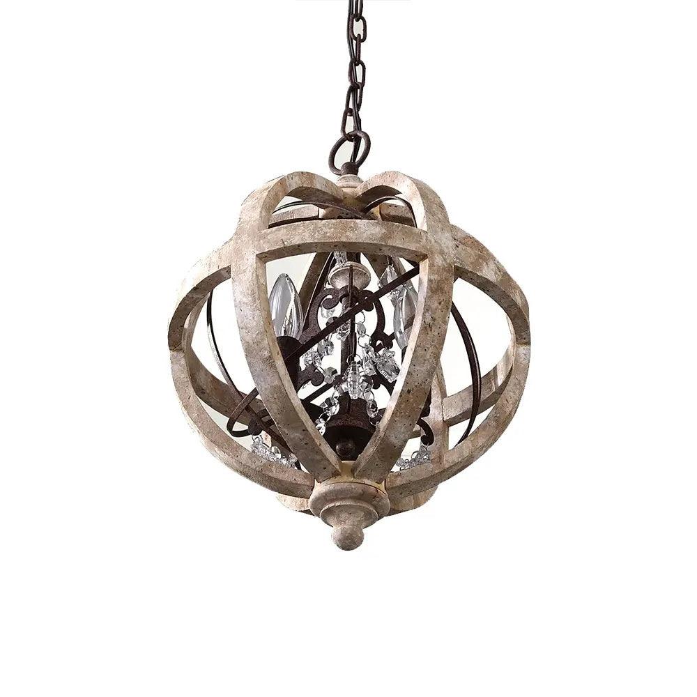 Lustra Chandelier Retro Globe with Weathered Wood - Neutral Decor