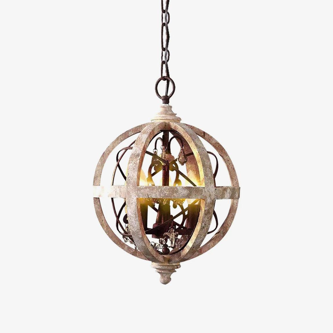 Lustra Chandelier Retro Globe with Weathered Wood - Neutral Decor