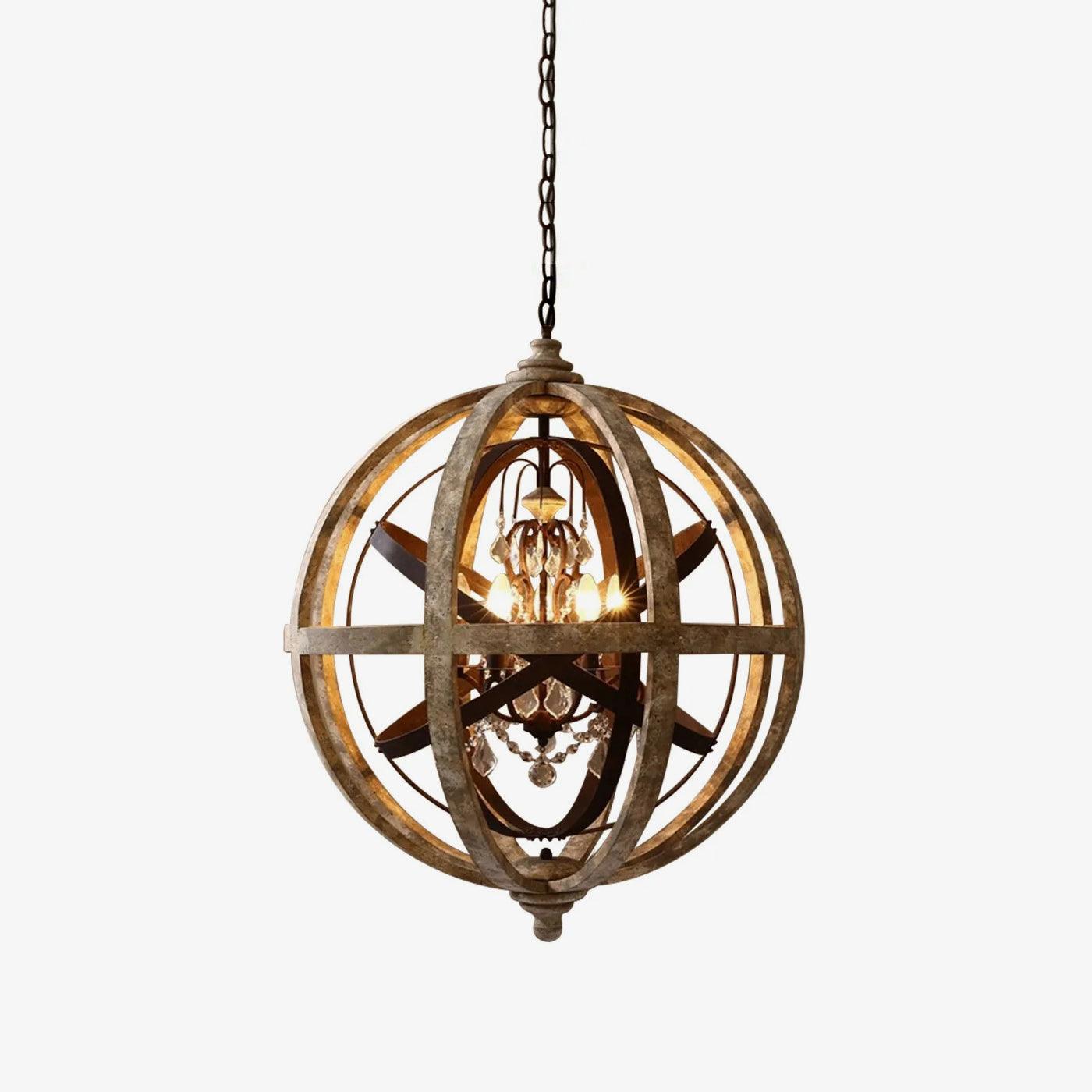 Lustra Chandelier Retro Globe with Weathered Wood - Neutral Decor