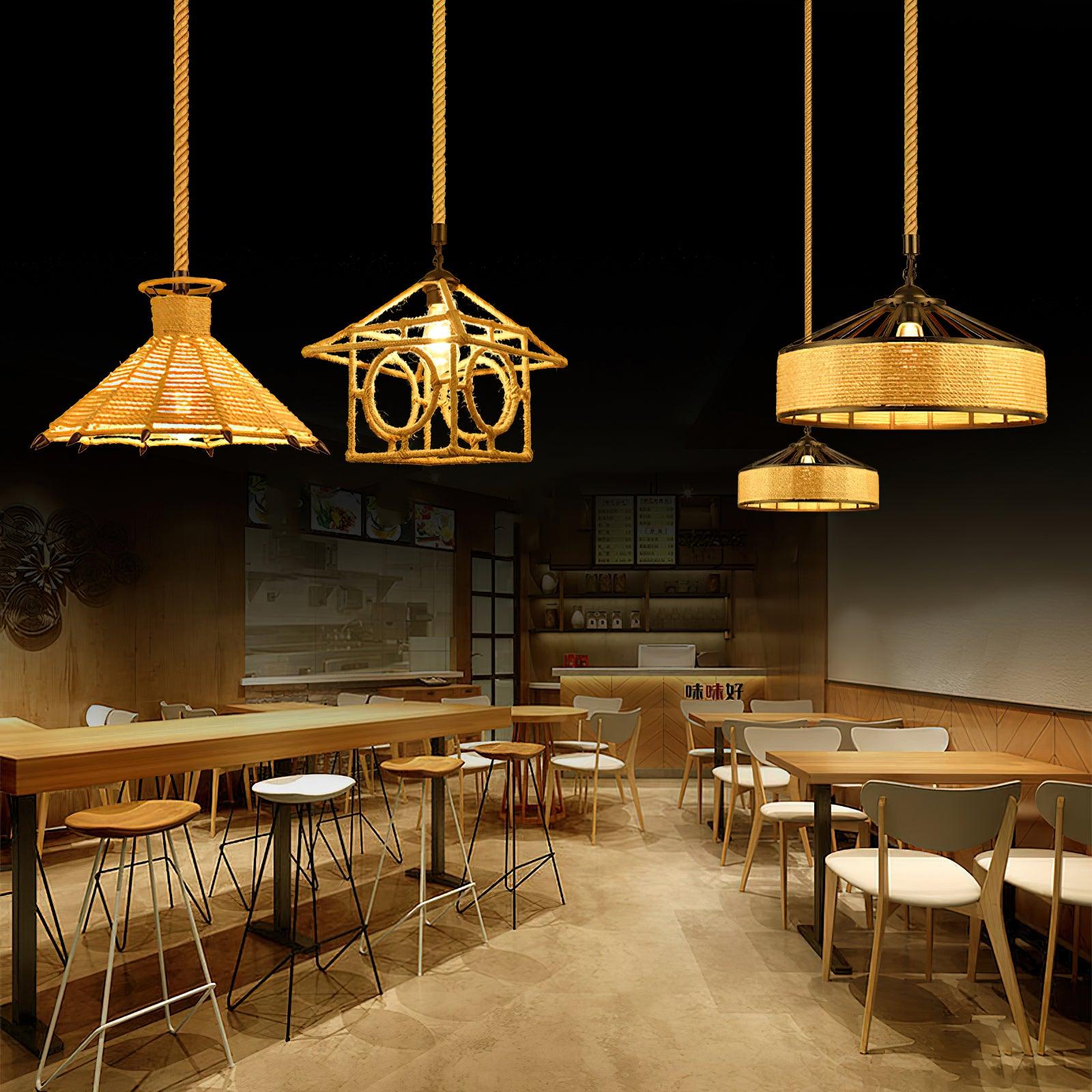 Yavmis Retro Hemp Rope Exquisite Pendant Light