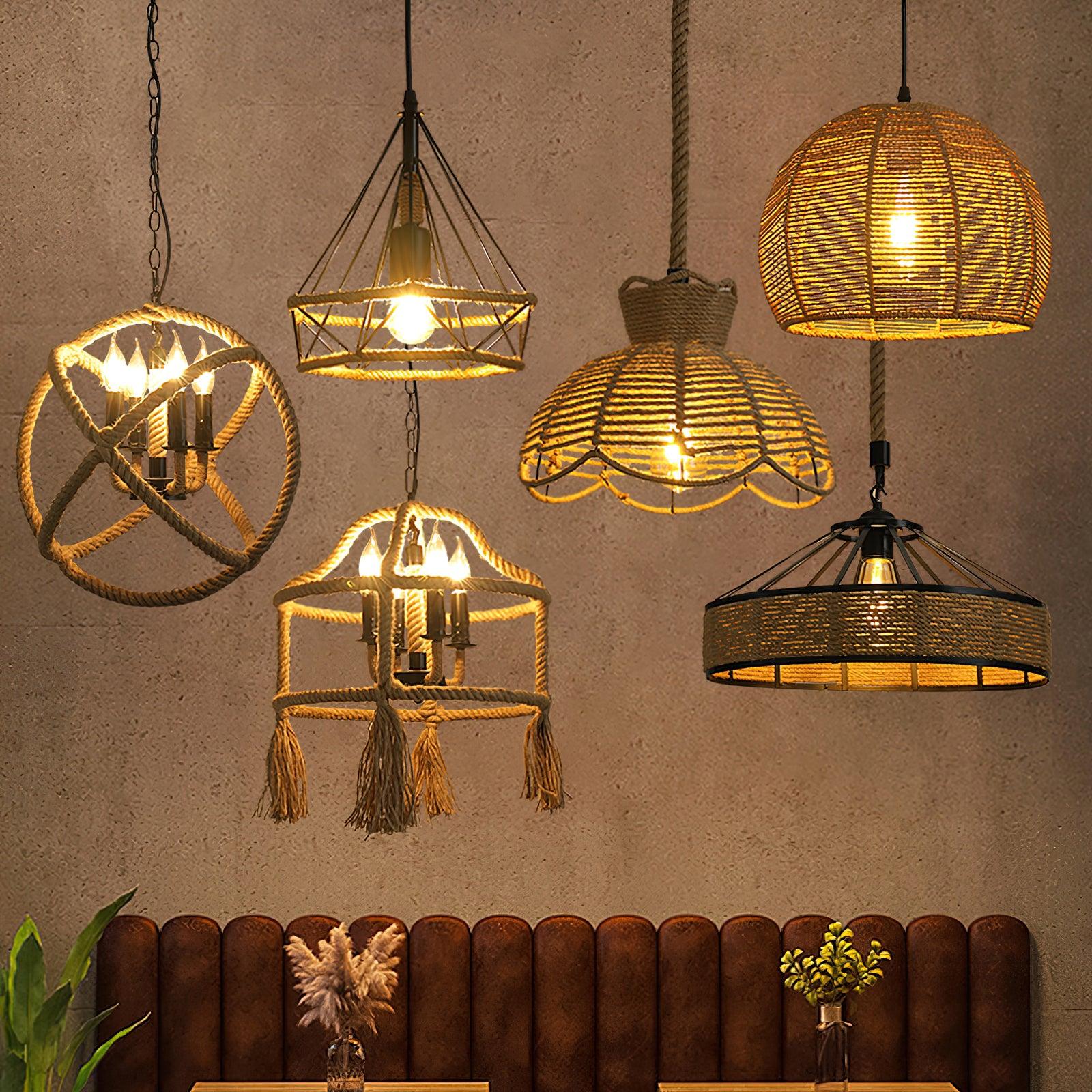 Yavmis Retro Hemp Rope Exquisite Pendant Light