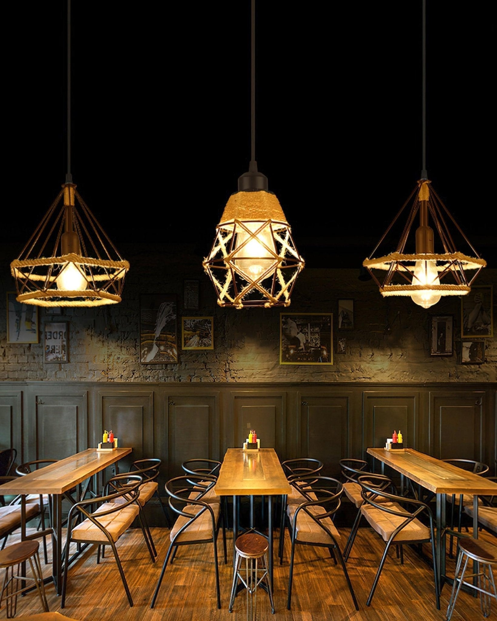 Xunell Retro Hemp Rope Interesting Pendant Light