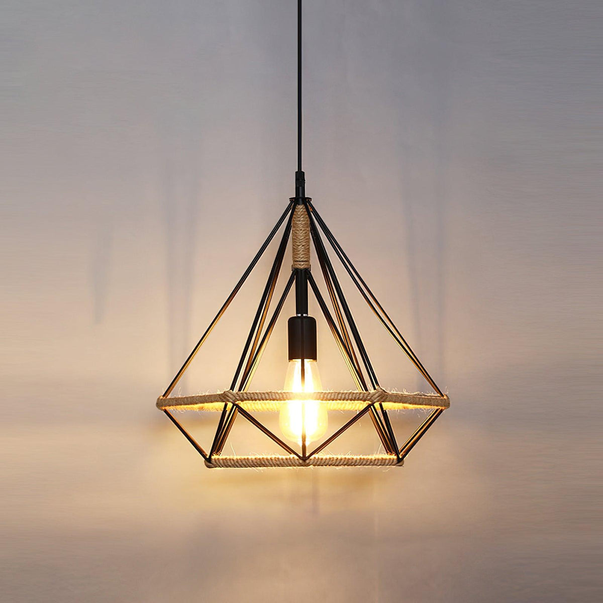 Xunell Retro Hemp Rope Interesting Pendant Light