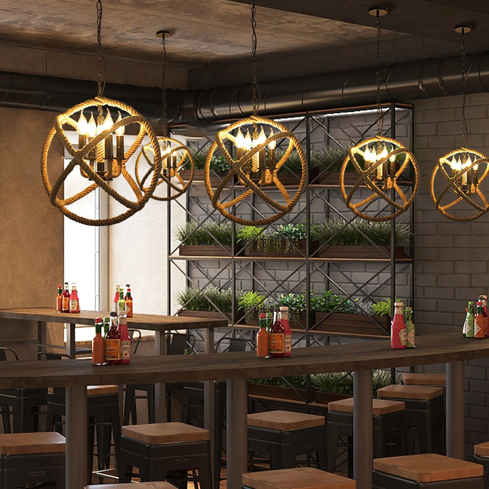 Xunell Retro Hemp Rope Interesting Pendant Light
