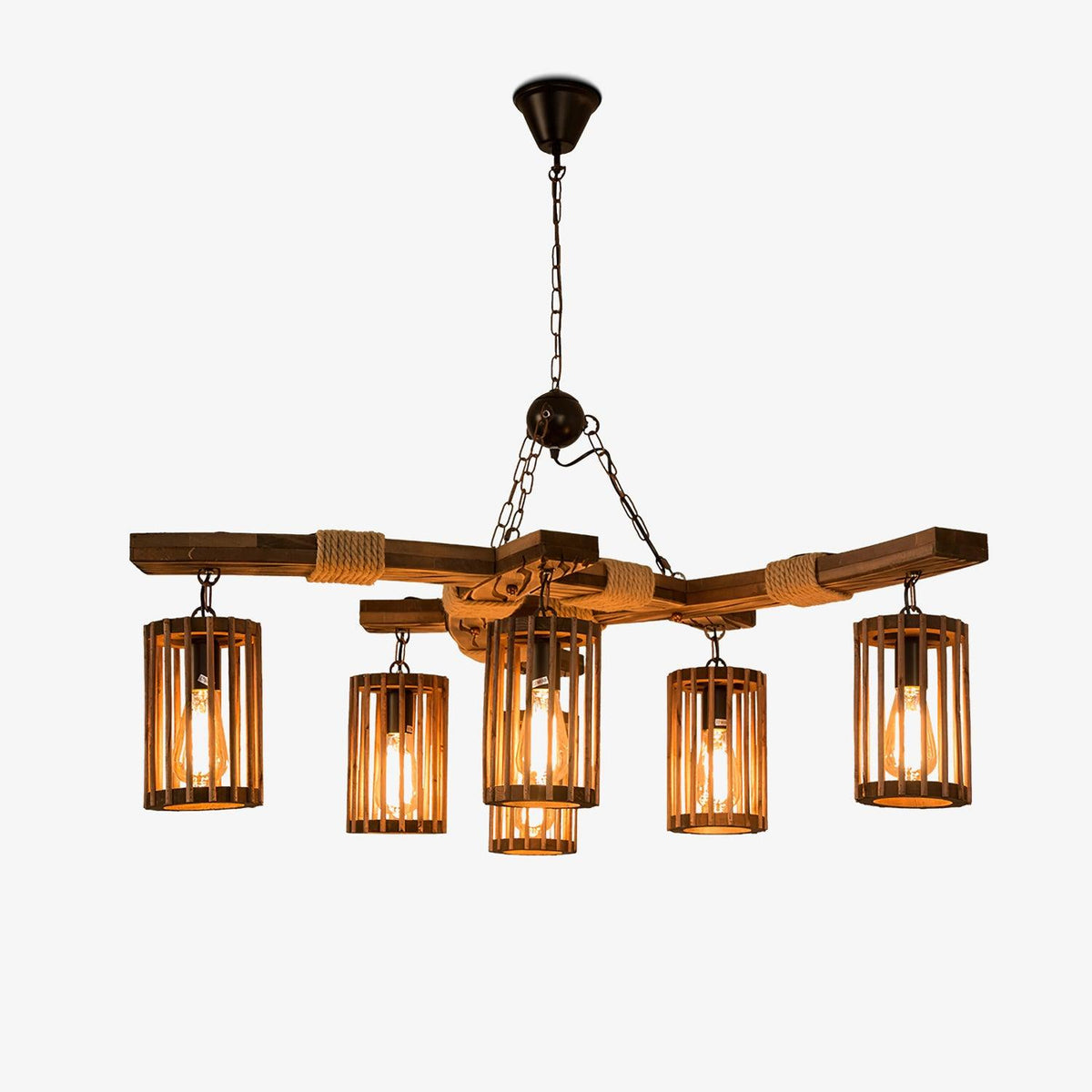 Rinanaine Chandelier Retro Solid Wood Industrial