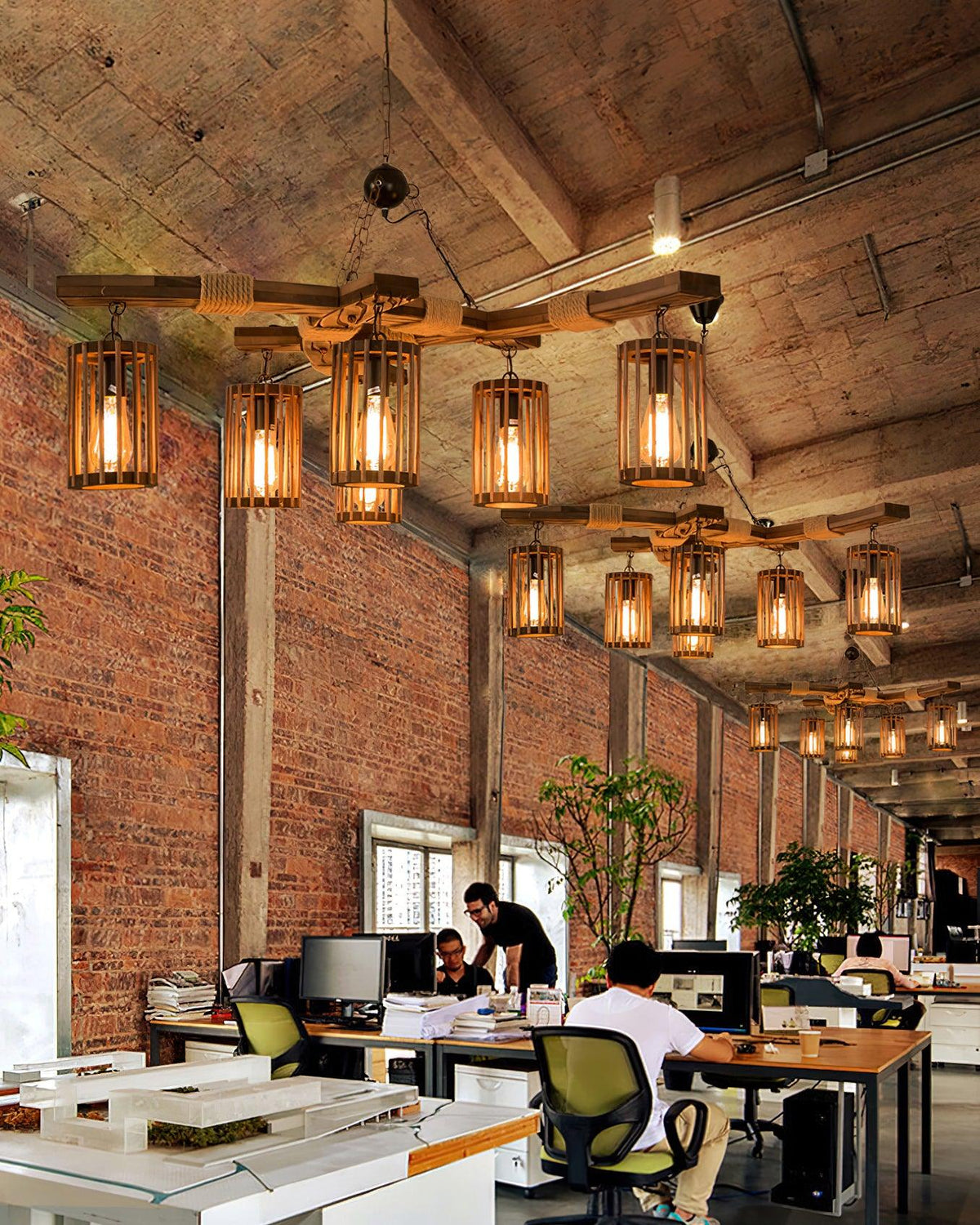 Rinanaine Chandelier Retro Solid Wood Industrial