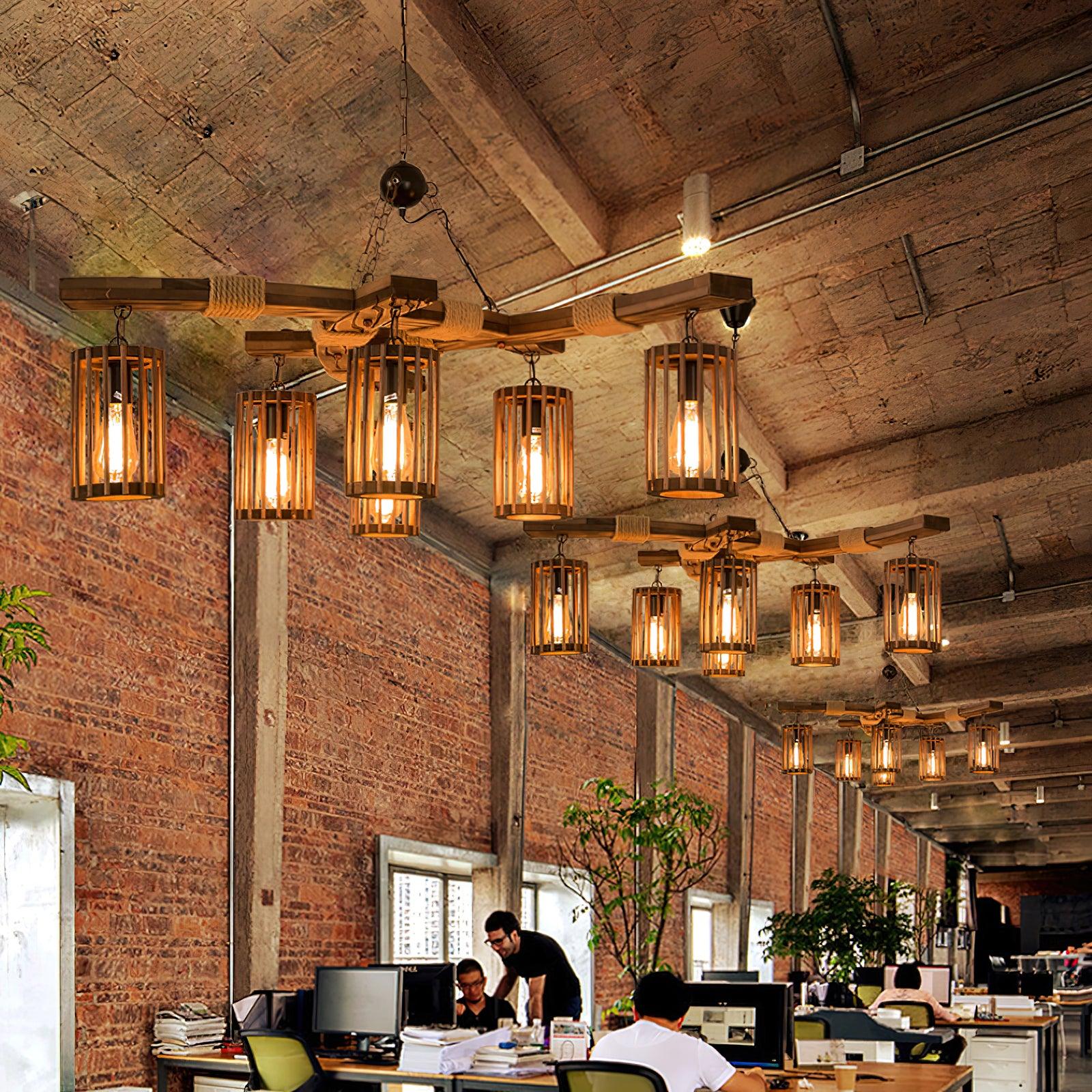 Lustra Chandelier Retro Solid Wood Industrial - Neutral Decor