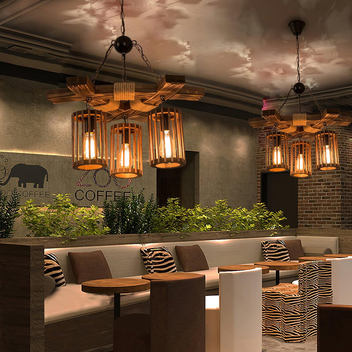 Rinanaine Chandelier Retro Solid Wood Industrial
