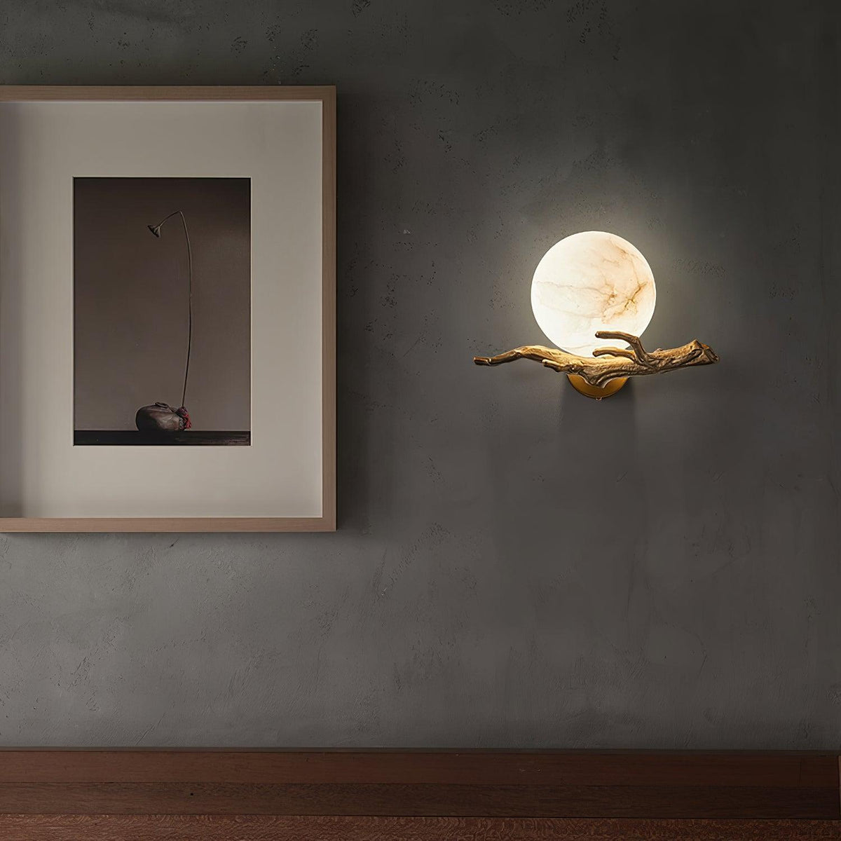 Erixa Retro Twigs Brass Marble Wall Lamp
