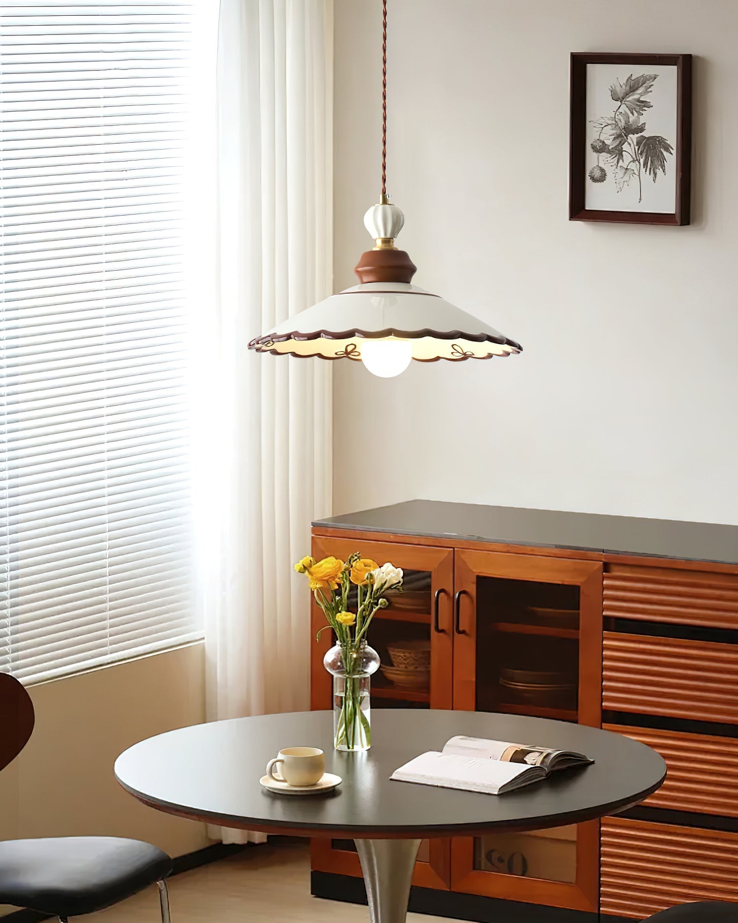 Revelyn Pendant Lamp Scalloped Ribbon - Neutral Decor