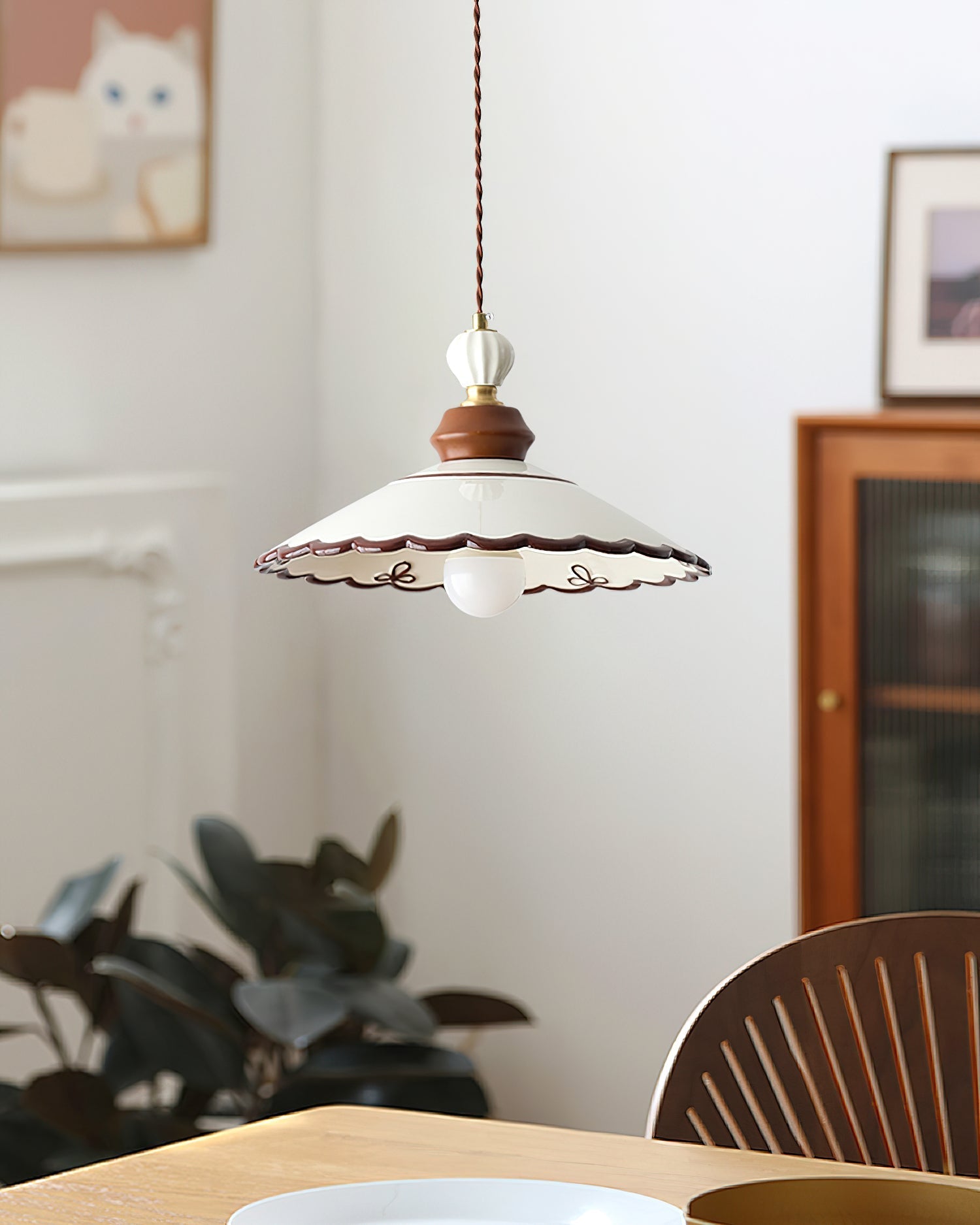 Revelyn Pendant Lamp Scalloped Ribbon - Neutral Decor